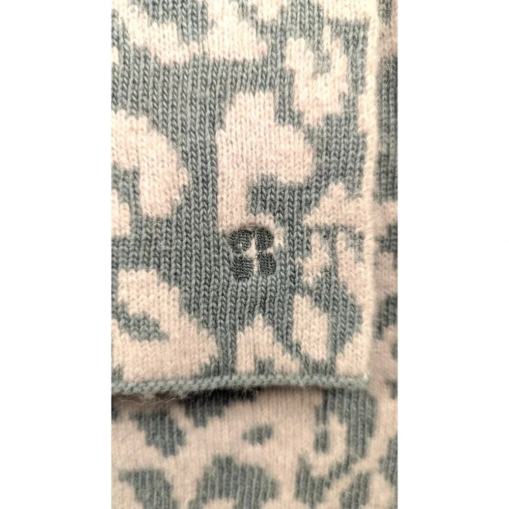 Sweaty Betty Animal Jacquard Scarf Blue Leopard Wool Blend SB7268 NWT